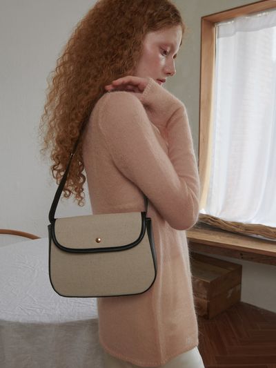OVT-U Leather Cotton Mix Shoulder Bag