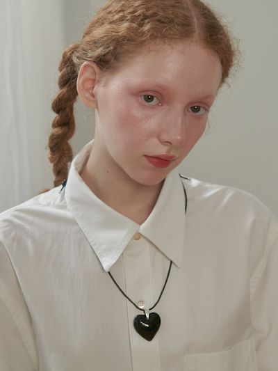 OVT-U Pure Crystal Heart Vegan Leather Chain Necklace