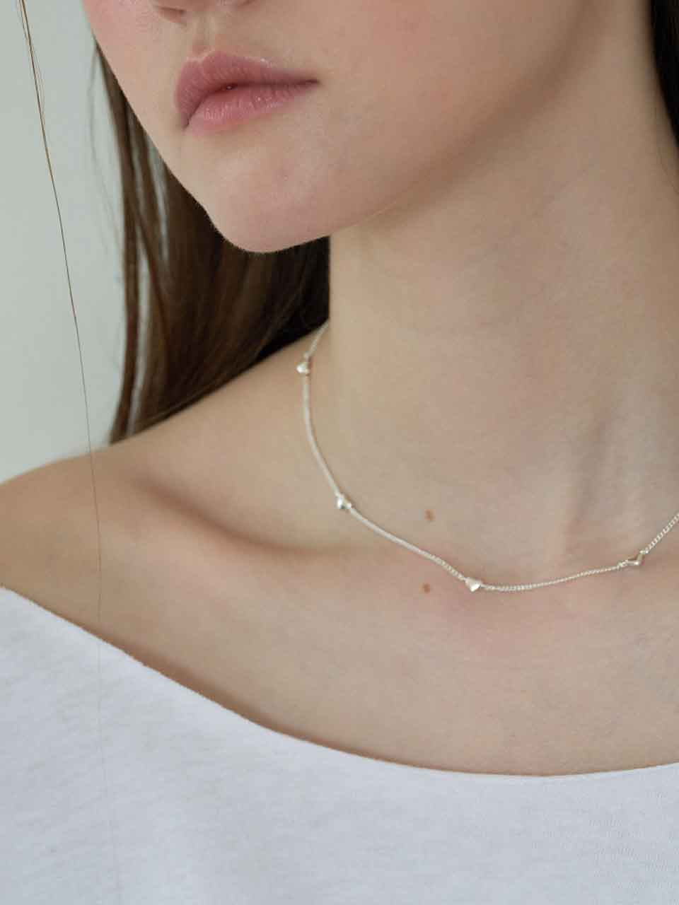 OVT-U [Silver 925] Connected Heart Chain Necklace