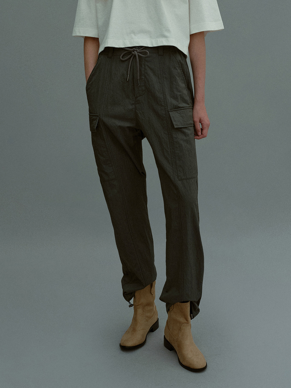 OWN FEATURE COLOUR.OFC Jogger Silhouette Pants_Deep Khaki