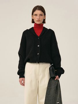 OWN FEATURE COLOUR.OFC Shawl Collar Cardigan (black)