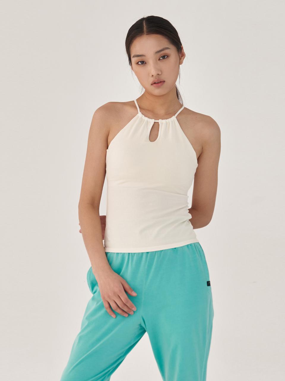 ozez Keyhole Halter Neck Slim Fit Camisole [Ivory] (OZTI4008)