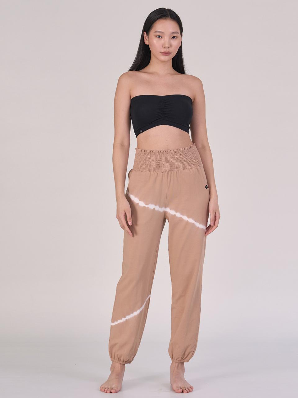 ozez Loose Fit Smocking Cotton Pants [Beige] (OZPN2030)