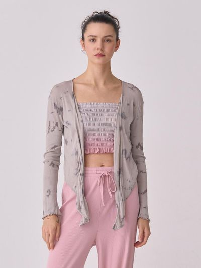 ozez Rib Long Sleeve Cardigan [Grey beige] (OZTJ3023)