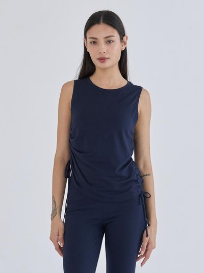 ozez Side Shirring Modal Tank Top [Navy] (OZTS1169)