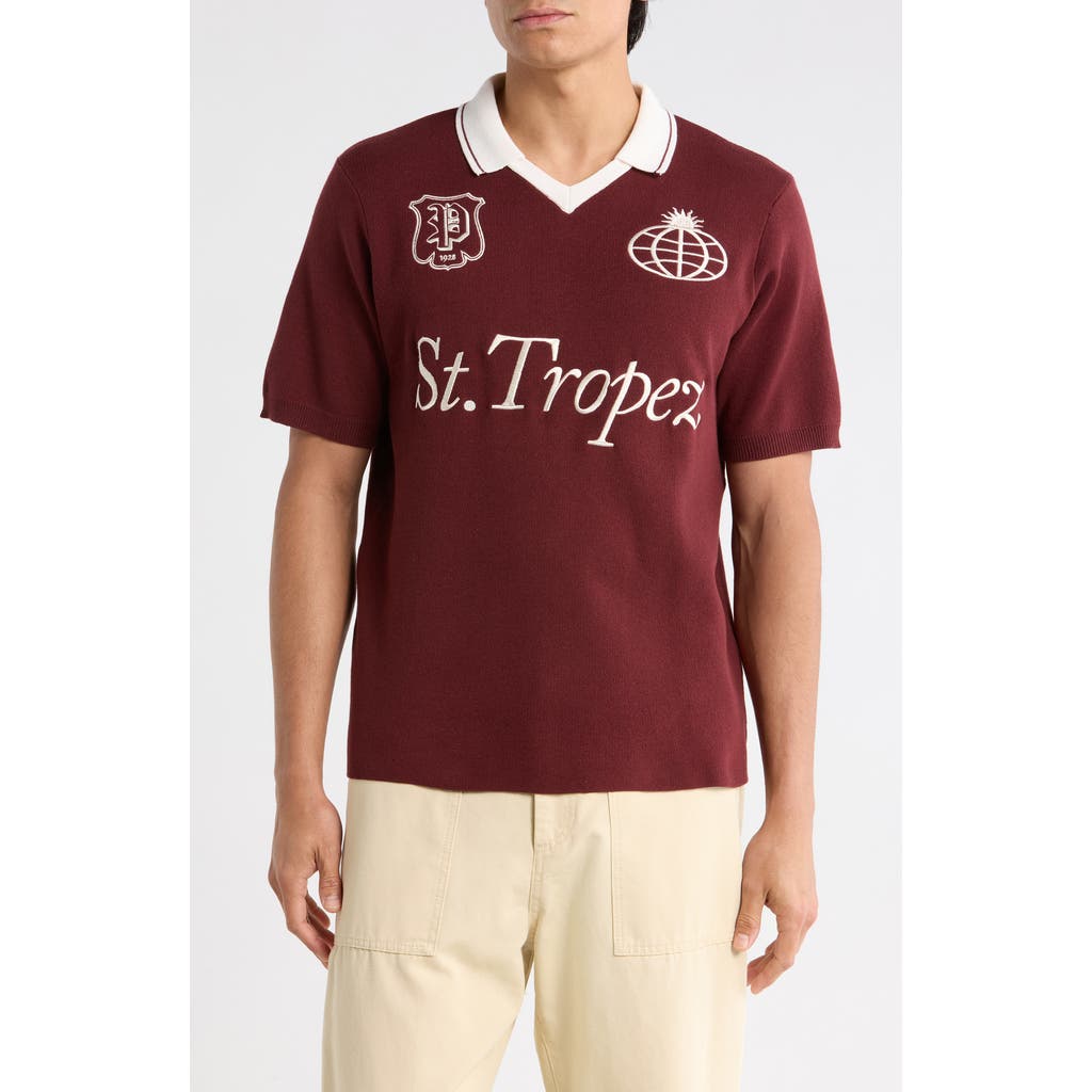 PacSun PacSun Club Embroidered Johnny Collar Knit Jersey Polo