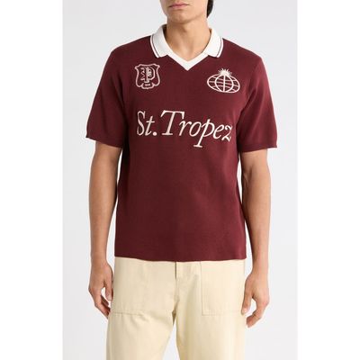PacSun PacSun Club Embroidered Johnny Collar Knit Jersey Polo