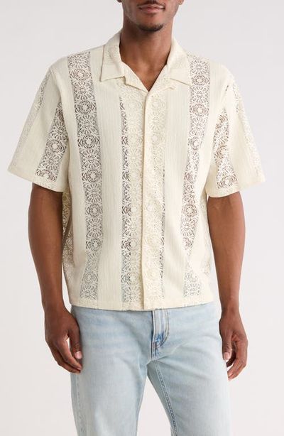 PacSun PacSun Dexter Lace Panel Button-Up Camp Shirt