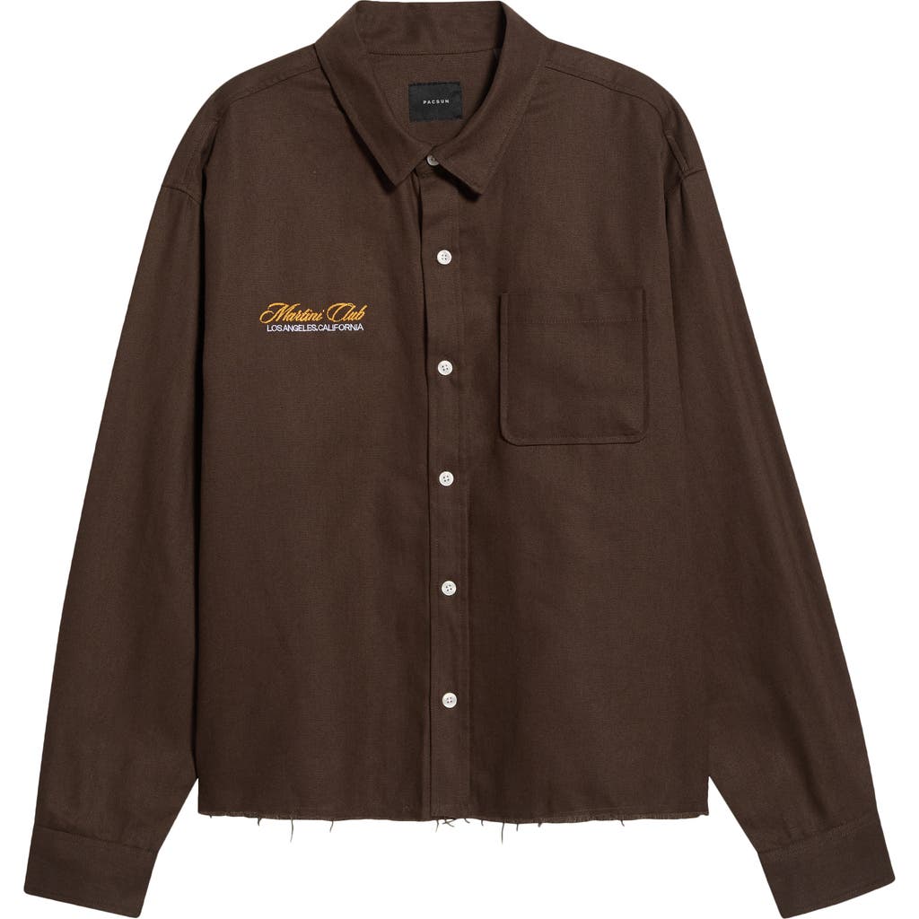 PacSun PacSun Embroidered Cotton Canvas Button-Up Shirt