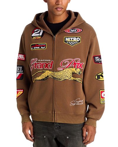 Pacsun Pacsun Grand Prix Cotton Blend Zip Graphic Hoodie
