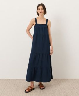 Pact Pact Organic Cotton Coastal Double Gauze Strappy Tiered Dress