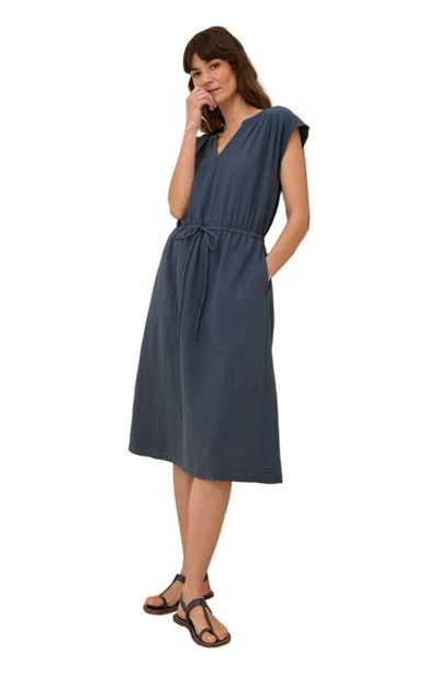Pact Pact Organic Cotton Coastal Double Gauze Tie Waist Midi Dress