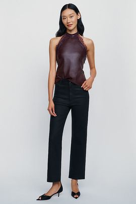 PAIGE Anessa High Rise Straight Leg Coated Jeans