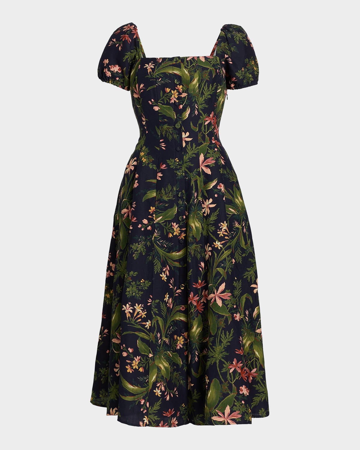 PAIGE Lindi Silk-Linen Midi Dress