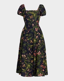 PAIGE Lindi Silk-Linen Midi Dress