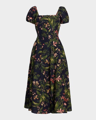 PAIGE Lindi Silk-Linen Midi Dress