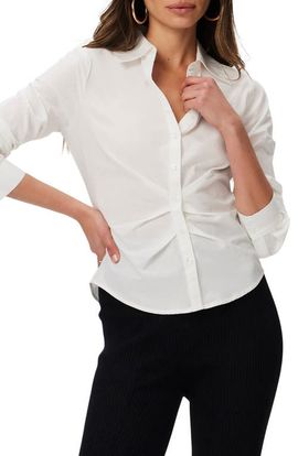 PAIGE PAIGE Alera Pleated Cotton Button-Up Shirt