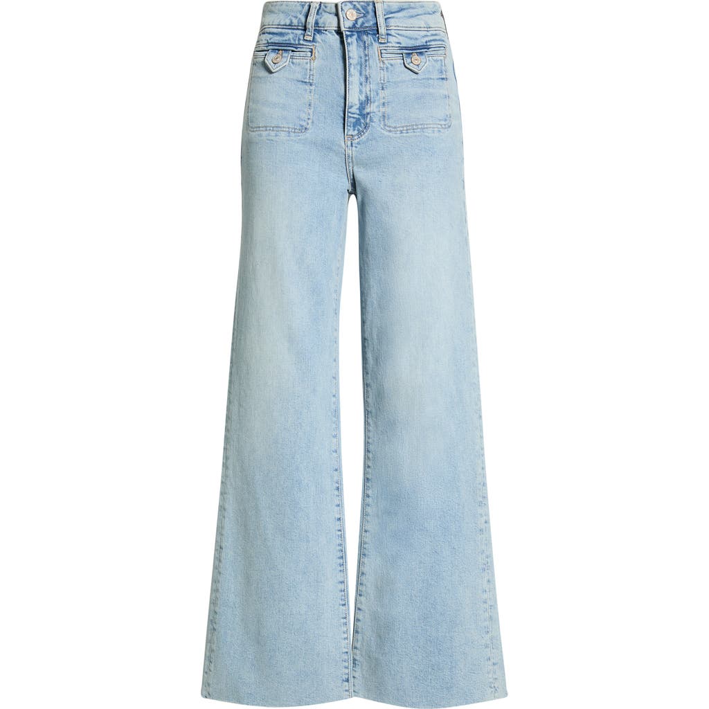 PAIGE PAIGE Anessa Button Pocket High Waist Raw Hem Wide Leg Jeans