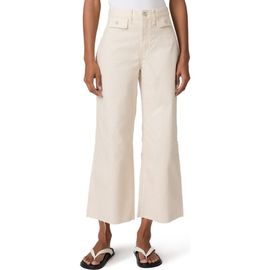 PAIGE PAIGE Anessa Button Pocket Raw Hem High Waist Wide Leg Jeans