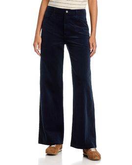 Paige Paige Anessa High Rise Wide Leg Corduroy Jeans in Navy