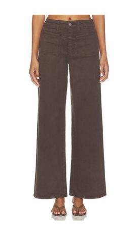 PAIGE PAIGE Anessa With Front Yoke & Stitch Through Pockets Wide Leg Jeans