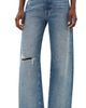 PAIGE PAIGE Arellia Skimmer Covered Button Fly Wide Leg Jeans Terazzo Destructed - 1