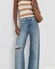 PAIGE PAIGE Arellia Skimmer Covered Button Fly Wide Leg Jeans Terazzo Destructed - 5