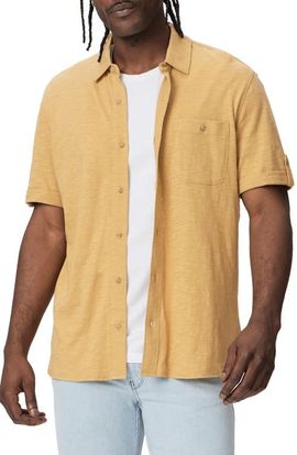 PAIGE PAIGE Brayden Short Sleeve Slub Knit Button-Up Shirt