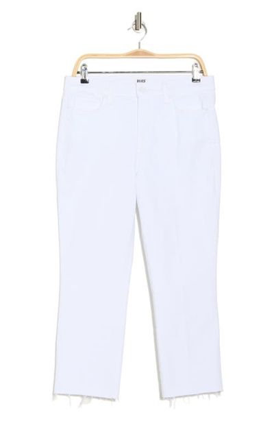 PAIGE PAIGE Cindy Raw Hem High Waist Crop Straight Leg Jeans