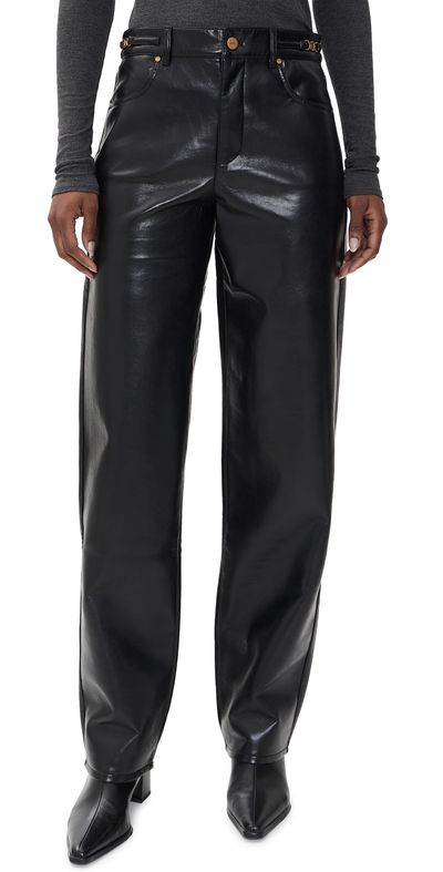 PAIGE PAIGE Emilie Leather Blend Pants 31 Black