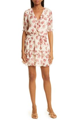 PAIGE PAIGE Evonna Floral Silk Faux Wrap Dress