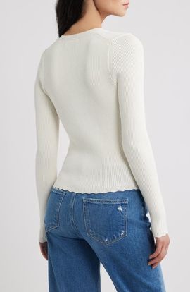 PAIGE PAIGE Eyelet Detail Rib Cardigan