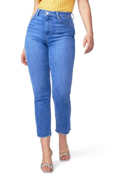 PAIGE PAIGE Flaunt Curvy Accent High Waist Raw Hem Ankle Straight Leg Jeans
