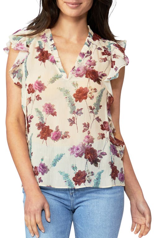 PAIGE PAIGE Genie Floral Print Ruffle Silk Top