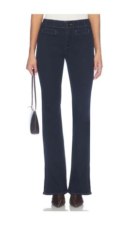 PAIGE PAIGE High Rise Laurel Canyon With Front Welts & Outseam Slit Bootcut Jeans