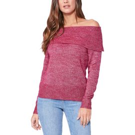 PAIGE PAIGE Izabella Metallic Mélange Off the Shoulder Sweater