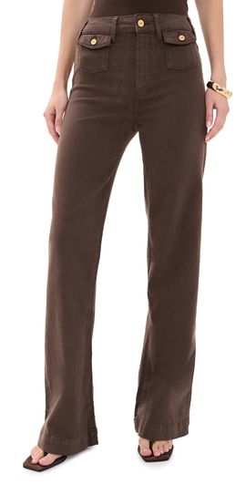 PAIGE PAIGE Leenah Mini Patch Pockets Jeans Rich Chocolate
