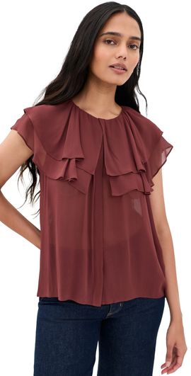 PAIGE PAIGE Lucia Blouse Garnet