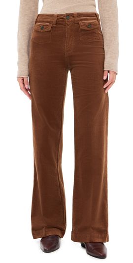 PAIGE PAIGE Mini Patch Pockets Leenah Corduroy Pants 32 Maple Brown