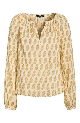 PAIGE PAIGE Olvera Print Cotton Split Neck Top