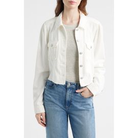 PAIGE PAIGE Pacey Raw Hem Crop Twill Jacket