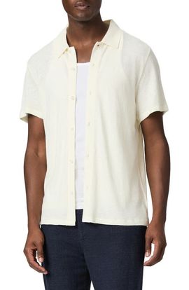 PAIGE PAIGE Sultan Short Sleeve Linen & Cotton Knit Button-Up Shirt