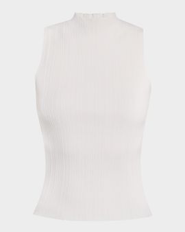 PAIGE Ravyn Ribbed Mock-Neck Tank Top
