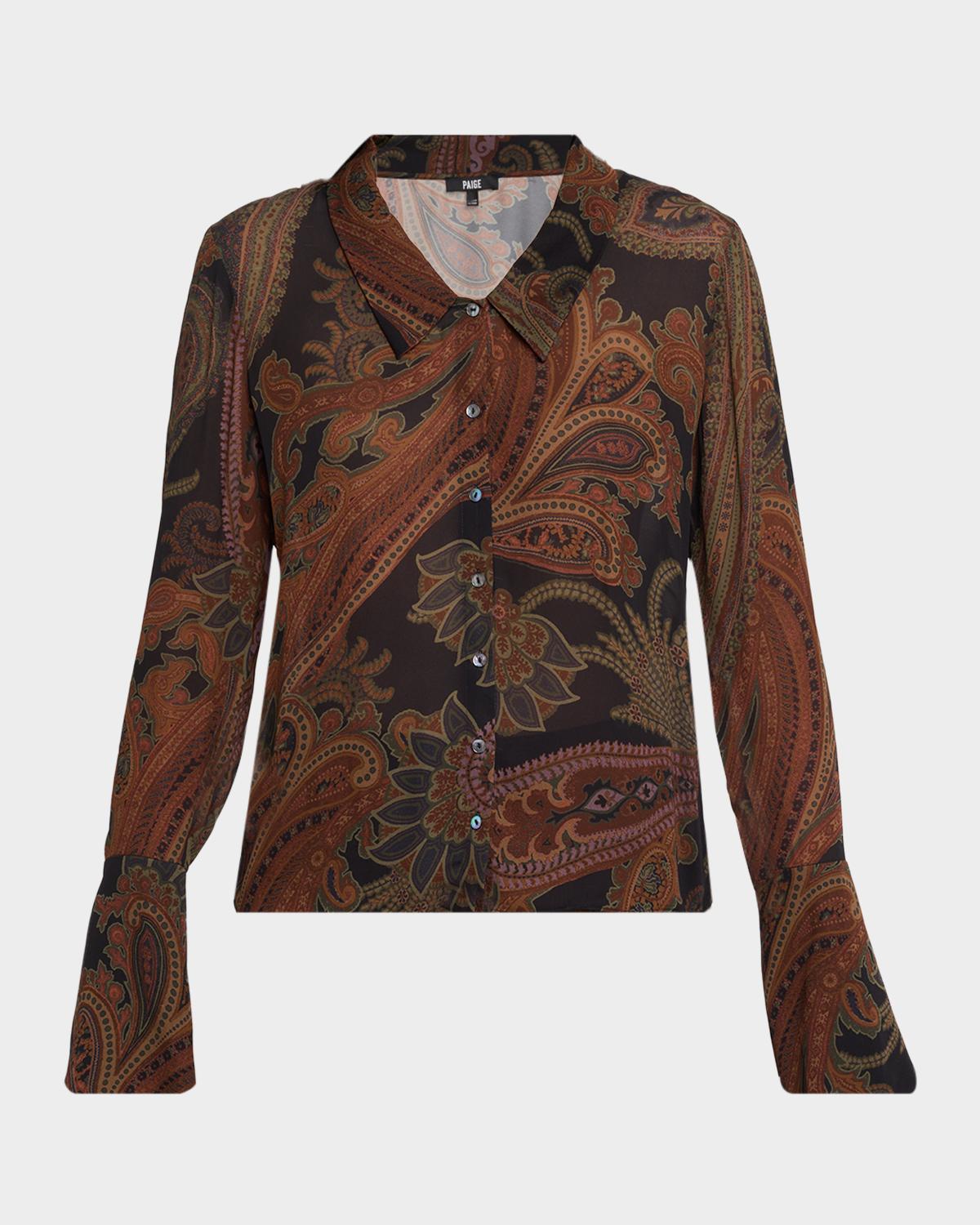 PAIGE Rosalinda Paisley Button-Front Blouse