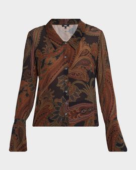 PAIGE Rosalinda Paisley Button-Front Blouse