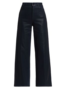 Paige Women's Anessa Coated High-Rise Wide-Leg Jeans