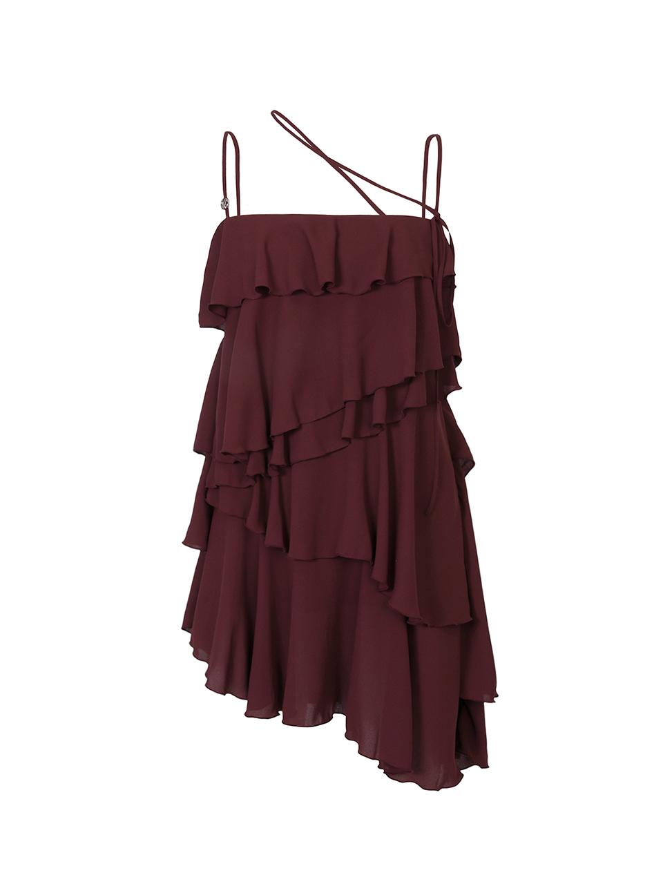 PAIN OR PLEASURE Frill Chiffon Layered Dress [Wine]