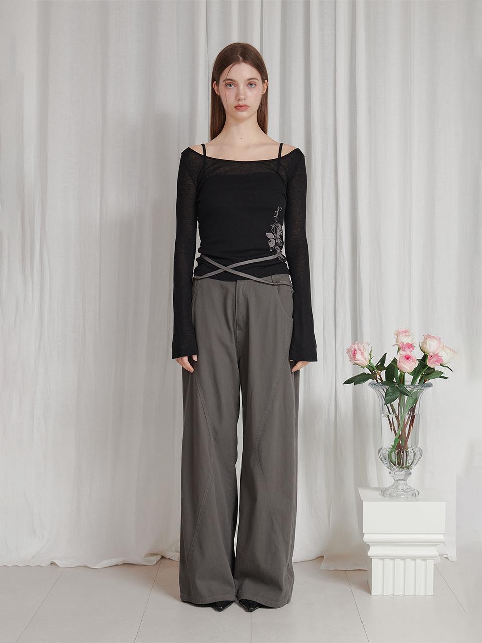 PAIN OR PLEASURE Liv Wide Pants (Grey)