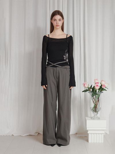 PAIN OR PLEASURE Liv Wide Pants (Grey)