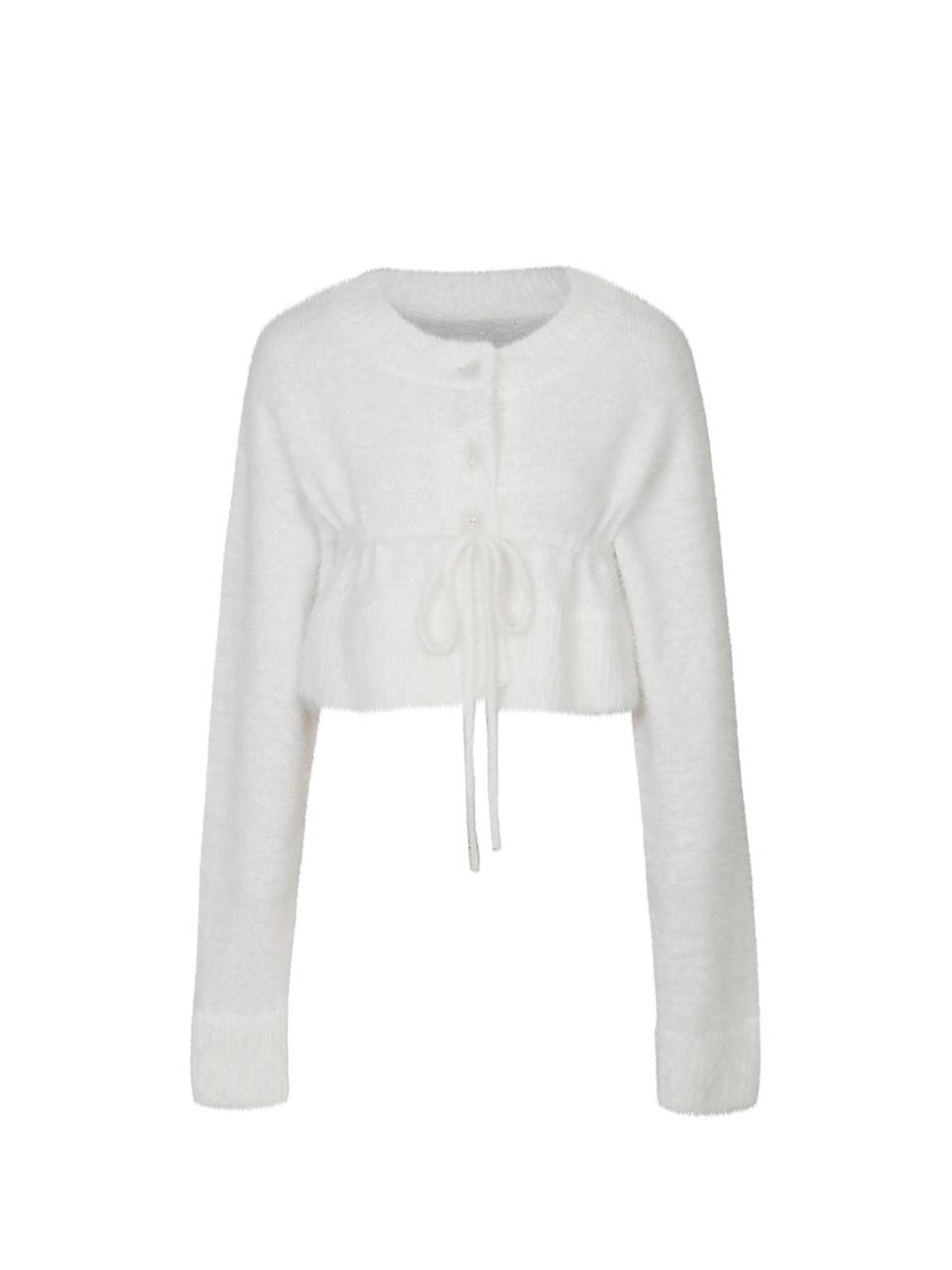 PAIN OR PLEASURE Premium Blend Adjustable Waist Knit Cardigan [Beige]